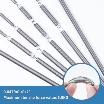 6pcs Extension Springs,0.047"x0.4"x2" 304 Stainless Steel Extension Springs with Hook Ends 2inch (6, 0.047"x0.4"x2") - size: 0.047"x0.4"x2"
