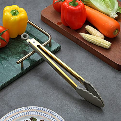 Gold Cooking Tongs, Berglander Heavy Duty Food Tongs For Cooking With Silicone Tips And Titanium Gold Plating Handle, Kitchen Tongs, Grill Tongs, Dishwasher Safe, Easy to Clean - style: i. Cooking Tong