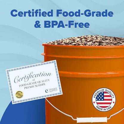 ePackageSupply 5 Gallon Plastic Bucket with Airtight Lid | Food Grade Bucket | BPA-Free | Heavy Duty 90 Mil All Purpose Pail | One 12" Rubber Mallet & One Lid Opener Included | 6 Pack - color: Orange, size: 6 Packs