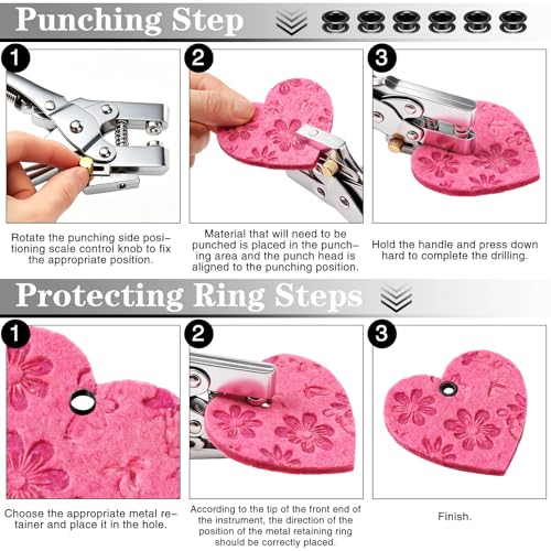 Honoson 3/16 Inch Grommet Tool Kit Eyelet Plier Set Hole Punch Grommet Hand Press Pliers with 200 Pieces of Eyelets for Clothes Shoes Bags(Black) - color: Black, size: 3/16 Inch