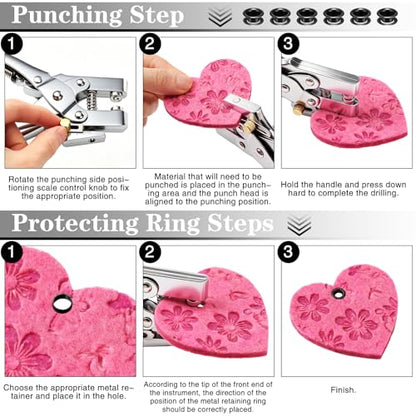 Honoson 3/16 Inch Grommet Tool Kit Eyelet Plier Set Hole Punch Grommet Hand Press Pliers with 200 Pieces of Eyelets for Clothes Shoes Bags(Black) - color: Black, size: 3/16 Inch