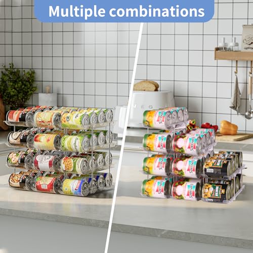Jsyrjing Can Organizer for Pantry, 2-Tier Canned Goods Organizer 2 Pack | Automatic rolling, Modular flexible combination, Extra-thick clear material, Cabinet pantry fridge countertop storage - size: 3*2