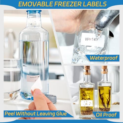 1000 Pcs Removable Freezer Labels, 1" x 2" Blank Label Stickers with Perforation Line Waterproof Oil-Proof Sticker Labels Storage for Food Containers Jars Bottle