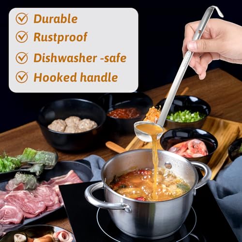 12 Pcs Stainless Steel Soup Ladle for Serving with Long Handles Portion Control Serving Spoons, Cooking Servings Ladle for Cooking Sauce Stews Kitchen Home(1 oz)