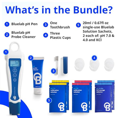 Bluelab pH Pen Meter and Probe Care Kit pH with Calibration Supplies, Storage Solution & Brush, Reliable Digital Tester for pH, Temperature in Growing Solutions, Optimal Plant Health and Yield - style: PH PEN + CARE KIT PH