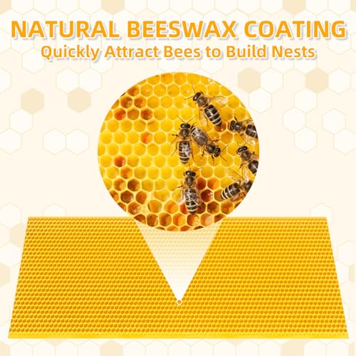 POLLIBEE Beehive Foundation Sheets, Natural Beeswax Coated Foundation Sheets, 8-1/2-Inch Deep Foundation for Beehive Frames (Yellow) - color: Deep-Yellow