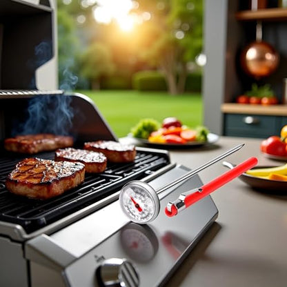 Silver Meat Thermometer for Grilling, Food Thermometer for Cooking, Milk, Kitchen Instant Read Thermometer, Pocket Thermometers Food Temperature Probe, Thermometers and Timers