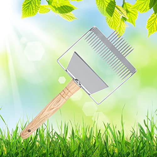 Beekeeping Uncapping Fork Tool – Stainless Steel Beehive Knife Scraper with Wooden Handle for Honey Harvesting Comb Uncapping