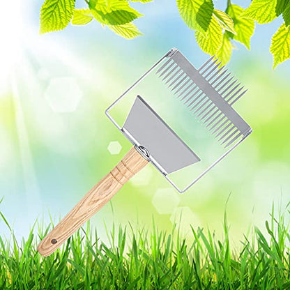 Beekeeping Uncapping Fork Tool – Stainless Steel Beehive Knife Scraper with Wooden Handle for Honey Harvesting Comb Uncapping