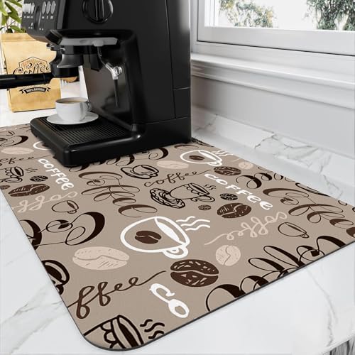 Coffee Mat - 12x19 Inch Countertop Absorbent Draining Pad for Coffee Maker, Espresso Machine & Dish Drying - color: Coffee-2