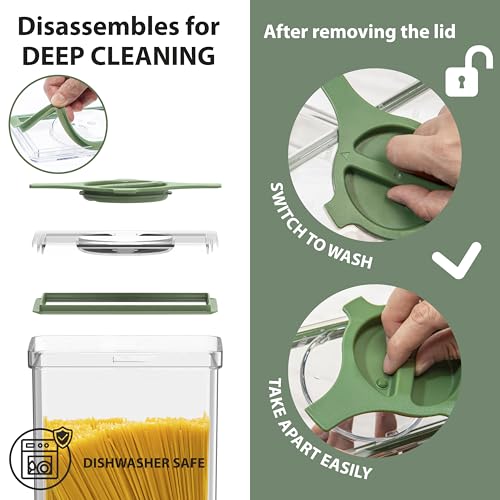 4-Pack Small Pantry Containers, 0.8 QT/0.76 L Clear SAN Food Storage Canisters with Twist-Lock Lids, Stackable for Sugar, Tea Bags, Seasoning, Nuts, Snacks (Green) - color: Green
