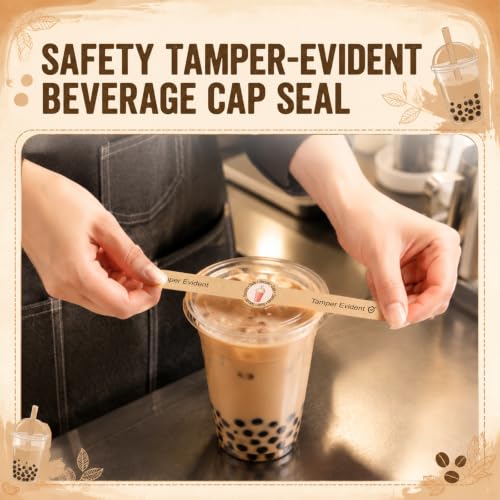 Zonon 600 Pcs Safe Secure Tamper Evident Seals for Drink Lids, Food Delivery Stickers Sealed for Freshness Labels Drink Food Coffee Milk Tea Ice Cream Seal Stickers 600 Pieces Per Roll (Kraft) - color: Kraft