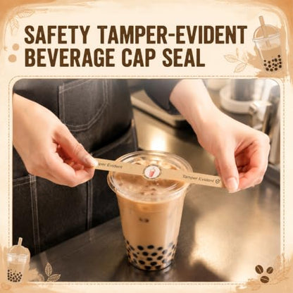 Zonon 600 Pcs Safe Secure Tamper Evident Seals for Drink Lids, Food Delivery Stickers Sealed for Freshness Labels Drink Food Coffee Milk Tea Ice Cream Seal Stickers 600 Pieces Per Roll (Kraft) - color: Kraft