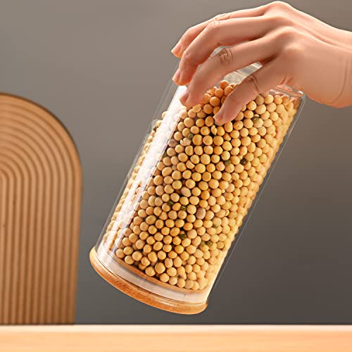 umieo 50oz (1400ml) Glass Jar with Lid Airtight Food Storage Container Bamboo Large Clear Canisters Hold Coffee Beans Candy Nuts Sugar - color: 50 OZ