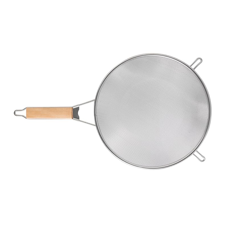 10-Inch Fine Mesh Strainer with Stainless Steel Frame & Wooden Handle | Perfect for Sifting, Draining, & Straining | Essential Kitchen Gadget