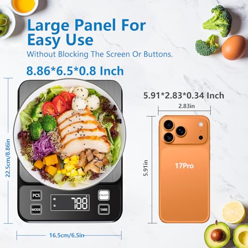 IPX7 Waterproof Food Scale 0.1g Precision Kitchen Scale, 10kg/22lb Digital Food Scale USB Rechargeable, Backlight Gram Scale Stainless Steel & Washable Digital Scale for Cooking, Baking,Weight Loss - style: IPX7_Rechargeable_10kg
