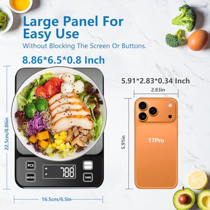 IPX7 Waterproof Food Scale 0.1g Precision Kitchen Scale, 5kg/11lb Digital Food Scale USB Rechargeable, Backlight Gram Scale Stainless Steel & Washable Digital Scale for Cooking, Baking,Weight Loss - style: IPX7_Rechargeable_5kg
