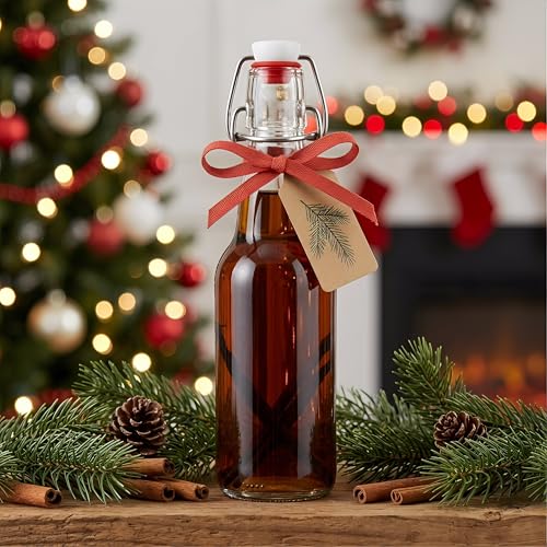 Jucoan 10 Pack 8 oz Swing Top Glass Bottles with Stoppers, Flip Top Glass Bottles Hot Sauce Bottles for Vanilla Extract, Syrup, Limoncello, Flavored Oils, Coquito
