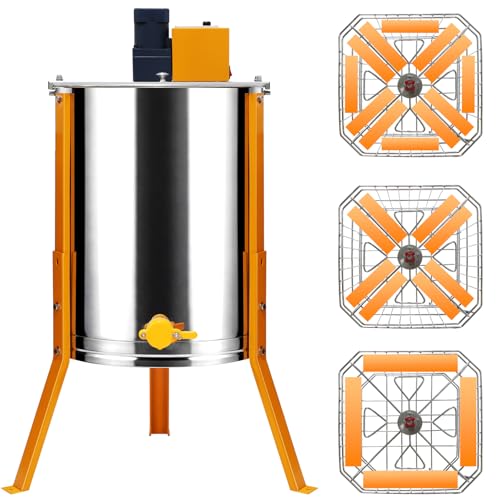 Electric Honey Extractor Plus with PMSM Motor, Dual Tangential/Radial Drum Spinner Fits 4 Deep/8 Medium Radial/Up to 12 Medium Hybrid Frames for Farm Beekeeping Honey Harvest