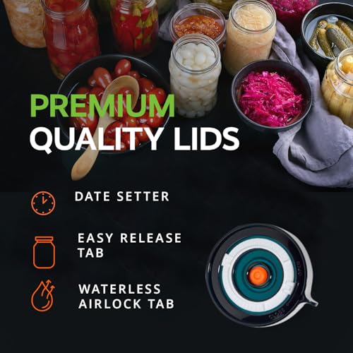Fermentation Lids Kit, Mason Jar Airlock Lid, Fermenting Lids for Wide Mouth Mason Jars, Kimchi, Pickle, and Sauerkraut Fermentation, Pack of 4 - color: Blue