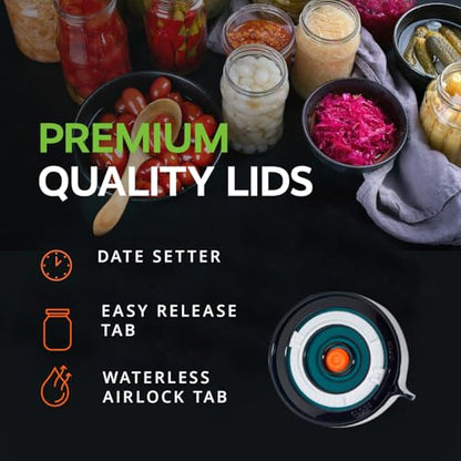 Fermentation Lids Kit, Mason Jar Airlock Lid, Fermenting Lids for Wide Mouth Mason Jars, Kimchi, Pickle, and Sauerkraut Fermentation, Pack of 4 - color: Blue