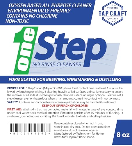 One Step 8oz No Rinse Cleaner - For Home Brewing Beer and Wine Making (2-pack)