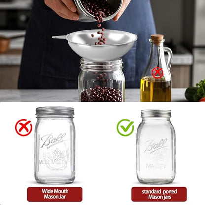 Serinar Stainless Steel Metal Canning Funnel with Removable Strainer, for Jams, Pickles and Home Preserving, Dishwasher Safe Kitchen Tool (2.26 Inch Standard Bore for Standard Mouth Mason Jars).