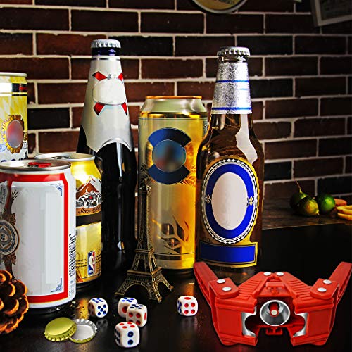 Manual Twin Lever Hand Capper for Home Brewing, Crown Capper with 50PCS Plastic Red Beer Bottle Crown Caps