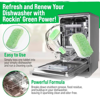 Rockin' Green Deep Cleaning and Deodorizing Tablets for Dishwashers, Washing Machines, and Garbage Disposals, Removes Odor and Residue (Dishwasher Cleaning Tablets, 24 Pack) - size: 1 Count (Pack of 24), style: Dishwasher Cleaning Tablets