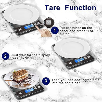 hito Food Scale 22lb Digital Kitchen Scale Rechargeable Waterproof Weight Grams and oz 1g/0.1oz Precise, for Weight Loss, Cooking and Baking, Black - color: Grey, size: 22lbs charging/ battery