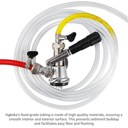 25 Feet - Hgkeke Kegerator Beer Line 3/16 Beer Line Vinyl Tubing Keg Beer Line Replacement Kit Kegerator Tubing with 6 Pcs Beer Line Clamps, Keg Hose for D Coupler, Draft Beer Tower Beer Dispensing - size: 25ft-Clear Beer Line