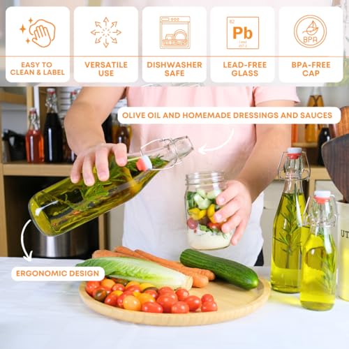 FastRack Swing Top Glass Bottles |33 oz – Pack of 6 | Clear Flip Top Glass Bottles for Home Brewing, Carbonated Drinks, Kombucha, Fermentation, Water | Food Grade – ECO Friendly - size: 6 Pack