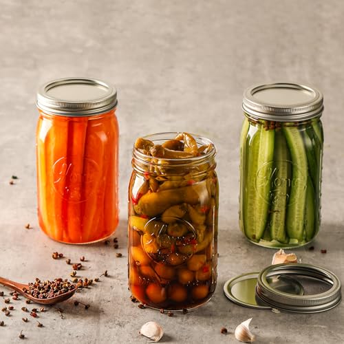 12 Pack Wide Mouth Mason Jars 32 oz - Heavy Duty Glass Quart Mason Jars With Airtight Lids for Pickling, Canning, Food Storage, Meal Prep and Fermenting, Leak Proof - color: 32 oz-12Pack-Home