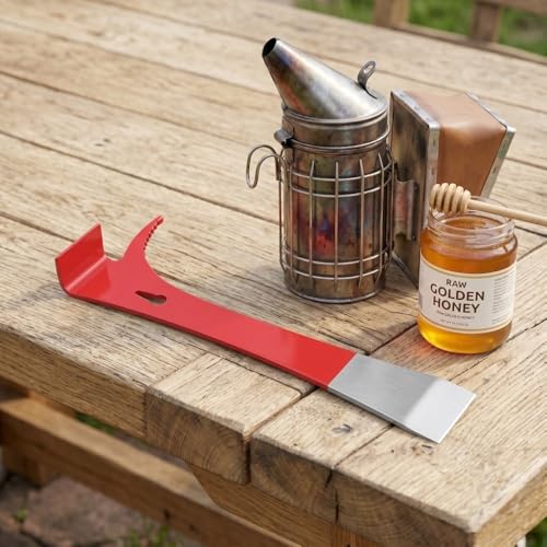 Stainless Steel Beekeeping Scraper Tool – 3-in-1 Frame Separator for Hive Maintenance, Wax and Propolis Removal with Hanging Hole