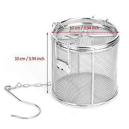 Watris Veiyi Seasoning Strainer with Chain Hook for Home Restaurant | 10*10cm, Stainless Steel Cooking Spice Filter with Chain Hook, Soup Seasonings Seperation Basket Filter