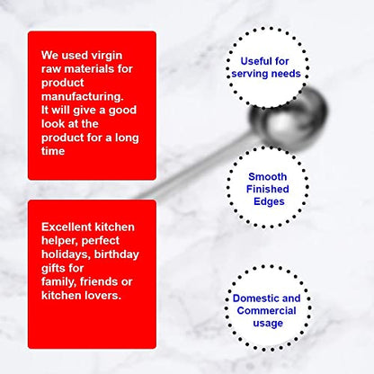 28cm Soup Ladle Stainless Steel (Pack of 2) - Deep Metal Ladle for Cooking & Serving - Heavy Duty Kitchen Ladel - Dishwasher Safe Stainless Steel Ladle for Soups & Stews - size: Deep Spoon