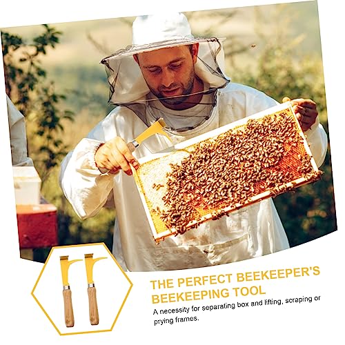 2pcs Bee Hive Scraping Tools Wooden Handle Beekeeping Equipment for Honey Cutting Hive Body Separation