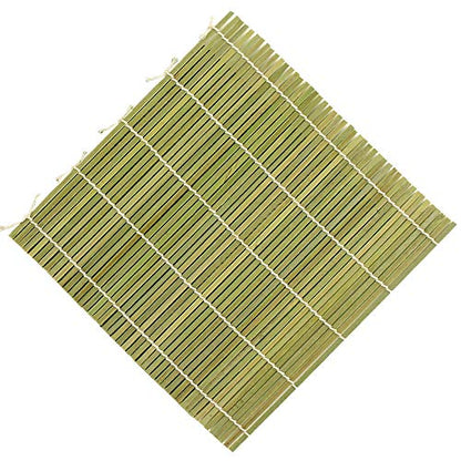 BambooMN 6x Green Bamboo Sushi Rolling Mat Set, Bulk Sushi Roller Mats 9.5", All Natural Bamboo - color: Green, size: 9 Inch x 9 Inch