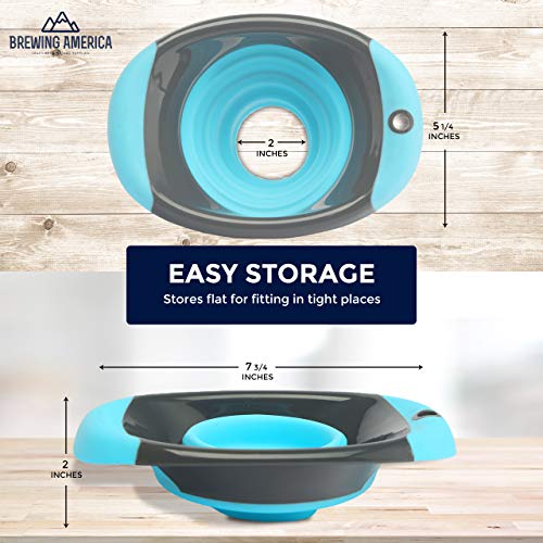 Kitchen Canning Funnel – Collapsible Silicone Food Funnel for Wide Mouth and Regular Mason Jars – Flexible Use for Coffee, Liquid, Jam, Cooking, Baking, Crafts - Teal/Gray - color: Teal-Gray