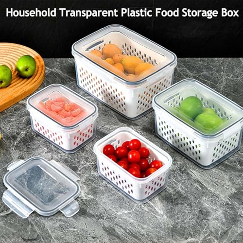 4-in-1 Produce Saver Containers - Fresh Berry Keeper with Removable Colander & Airtight Lid - Stackable Fruit and Vegetable Fridge Organizer Bins - BPA-Free Plastic Food Storage (6pcs) - color: 6pcs