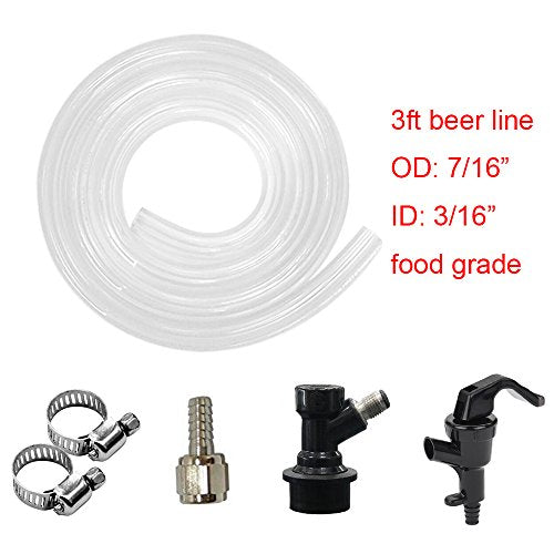 PERA 3/16" ball lock beer line assembly & 5/16" ball lock gas line assembly for beer making