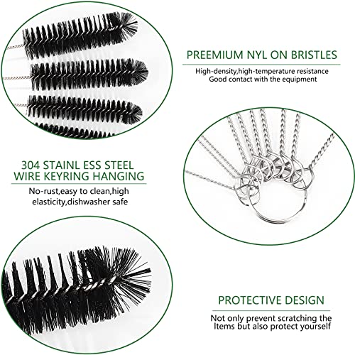 CiaraQ Bottle Cleaning Brushes, 8 Inch Nylon Tube Brush Set | Black Cleaner for Narrow Neck Bottles Cups with Hook, Set of 13pcs - color: Black, size: 8.0 Inch (13pcs)