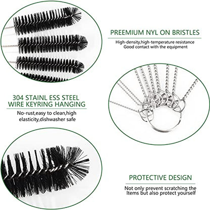 CiaraQ Bottle Cleaning Brushes, 9.8 Inch Nylon Tube Brush Set | Black Cleaner for Narrow Neck Bottles Cups with Hook, Set of 10pcs - color: Black, size: 9.8 Inch (10pcs)