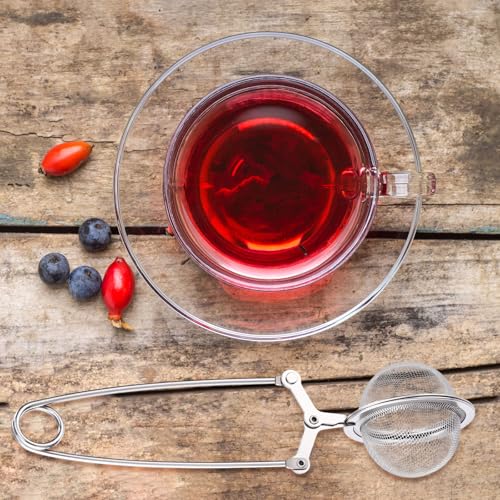 Yinder 30 Pcs Loose Leaf Tea Infuser Stainless Steel Mesh Snap Tea Ball Strainers with Handle Metal (Silver) - color: Silver