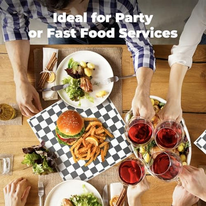 Fit Meal Prep 250 Sheets 12x12" Deli Paper, Black and White Checkered, Grease-Proof Wax Paper for Food Basket, Picnic, Burgers - color: Black Checkered