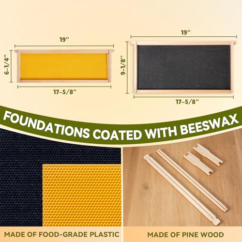 8-Frame Bee Hive Complete Beehive Kit Beeswax Coated Beehive Include Frames and Foundation Sheets for All Beekeeping Levels (2 Deep & 2 Medium Bee Boxes) - size: 4 layer