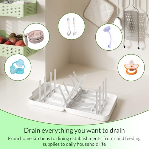 Travel Bottle Drying Rack Space Saving,Foldable Bottle Drain Rack with 16 Ribs,Portable Baby Bottle Drying Rack for Bottles,Breast Pumps and Other Feeding Accessories,Widely Used Daily Basis - color: Blue