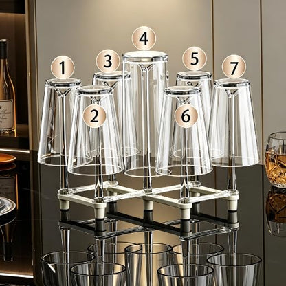 Retractable Cup Drying Rack, Plastic Non-Slip Glass Bottle Drainer Stand and Bottle Drainer for Kitchen Countertop, Grey - color: Gray