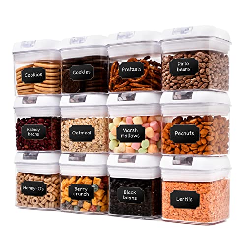 Cheer Collection Airtight Food Storage Containers, Kitchen Storage Containers for Pantry, Set of 12 Food Containers with Lids Airtight, Pantry Storage Containers & Organizers with Lids, 5L, White - color: White