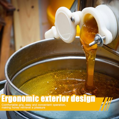 Honey Gate Valve,Bee Bottling Equipment Gate Valve, Plastic Honey Extractor Tap with Wing Nut and Gasket for Bucket Beekeeping Supplies,Yellow